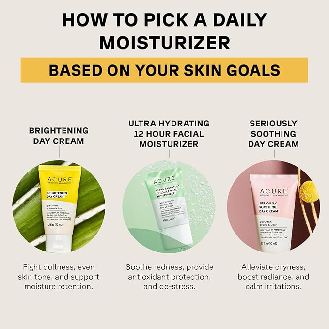 Acure Brightening Day Cream - Radiant Skin Day Cream with Cica & Argan Oil - Moisturizes, Evens Tone - 100% Vegan Formula - All Skin Types - Soothing & Nourishing Ingredients - 1.7 Fl Oz