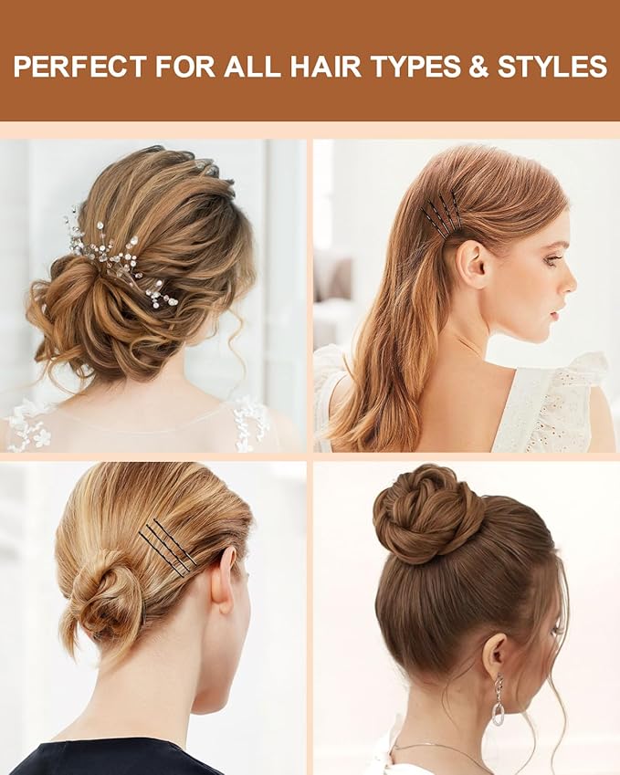 MAORULU Hair Bobby Pins with Cute Case, 250 CT Hair Pins for Buns, Premium U Hair Accessories for Women, Girls and Kids, Great for All Hair Types (Variety U & Bobby Pins Black)
