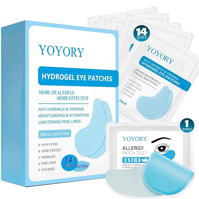 YOYORY Under Eye Patches Masks - for Fine Lines with Collagen and Hyaluronic Acid, Dark Circles,and Fade Wrinkles, puffiness Smoothing Skin Care Treatment for Women and Men, (30 Pcs) white