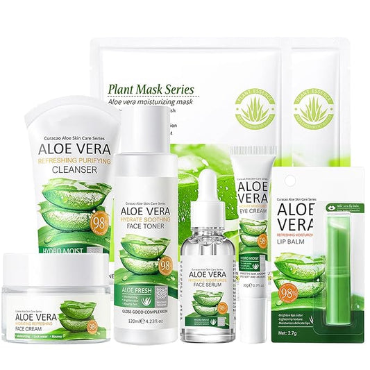 8Pcs Skin Care Products Set, Aloe