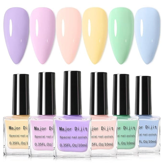 DouborQ 6 Color Nail Polish Set Finger Nail Polish Pack Glossy Toenail Polish DIY Gifts for Women Long-lasting Nail Art Varnish (13-18)