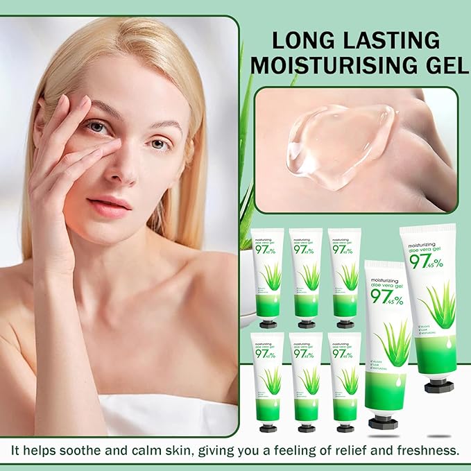 JunKuJK 8PCS Purity Aloe Vera Gel - Hydrating Aloe Vera Gel for Face and Skin,No Sticky Moisturizing Aloe Gel N