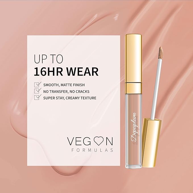 Depuplum Apricot Lipstick Matte for Women, Nude Long Lasting Lipstick Smudgeproof Liquid Lipsticks, Cruelty Free Lip Makeup (DM25 Latte Nude)