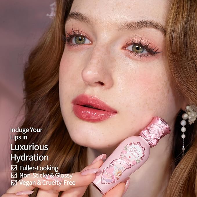 Flower Knows Midsummer Fairytales Lip Gloss-Glowy Moisturizing Coating Lip Lacquer-Hydrating Tinted Lip Oil for Girls&Women-Vegan & Cruelty Free-0.17Fl Oz(G06 Bluebell)