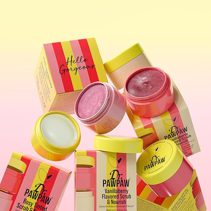 Dr. PawPaw Scrub and Nourish - Vanillaberry - Lip Scrub and Natural Lip Balm Duo - Gluten Free Care to Exfoliate, Moisturize and Nourish - 0.8 oz