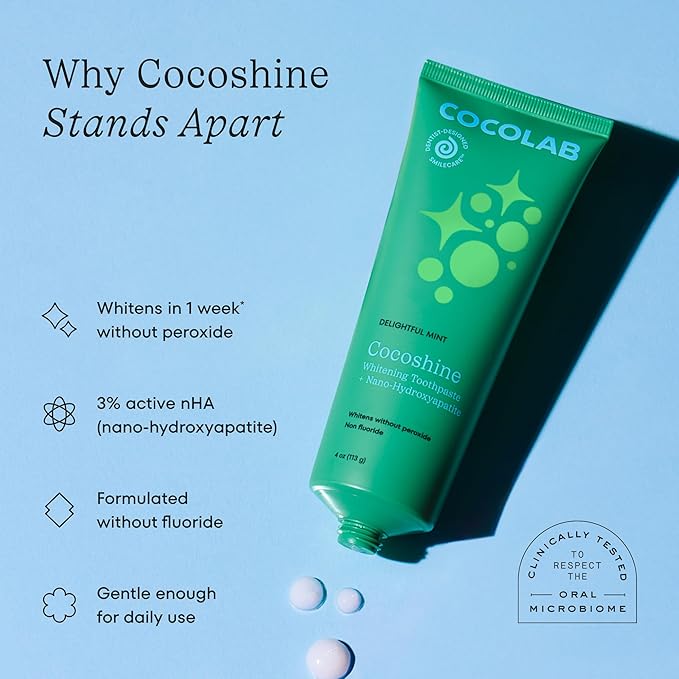 Cocolab Cocofloss Oral-Care Set, 4 Spools Dental Floss & 1 Cocoshine, Woven String Floss with Coconut Oil, Powerful Whitening Toothpaste, Dentist-Designed, Delightful Mint