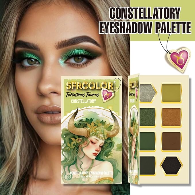 12-Color Zodiac Eyeshadow Palette, Matte Metallic Shimmer Pressed Pigments, Highly Pigmented Makeup Palette for Professional & Daily Eye Makeup (8283 Taurus)