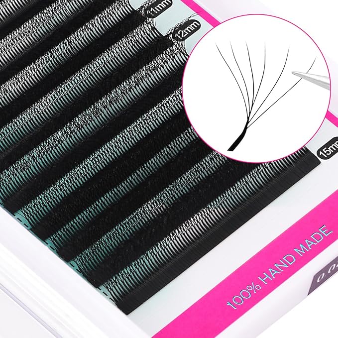6D W Shape Eyelash Extension Premade Fans Volume Lash Extensions Easy Fanning False Lashes Matte Black Volume Premade Cluster W Lashes(6D-0.07-D-8-15Mix）