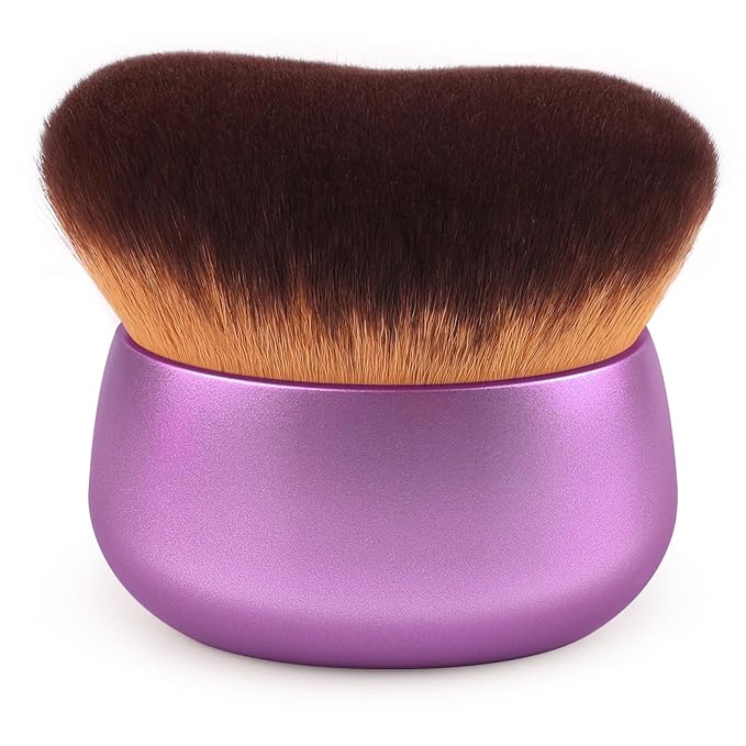 GloréBrochas 75MM Extra Large Self Tanner Kabuki Makeup Brush – Ultra Soft Dense Vegan Bristles for Body Makeup, Bronzer & Foundation–Applies Tanning Mousse, Lotion & Self Tanner–Purple, Wet & Dry