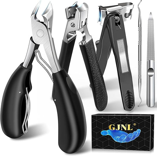 Toenail Clippers for Seniors Thick Toenails, Large Toe Nail Clippers for Men for Thick Nails, Heavy Duty Ingrown Toenail Clippers with Wide Jaw, 360°Rotating Nail Clippers with Long Hande