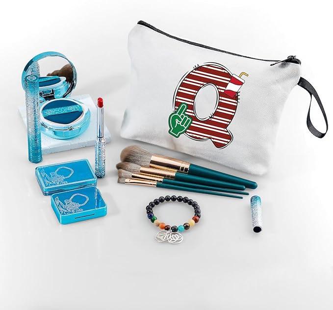 ARIOSEY Football Initial Birthday Graduation Gifts Cosmetic Travel Toiletry Bags Football Accessories Party Favors for Women Girls Daughter Niece Team Coach Friends -Q