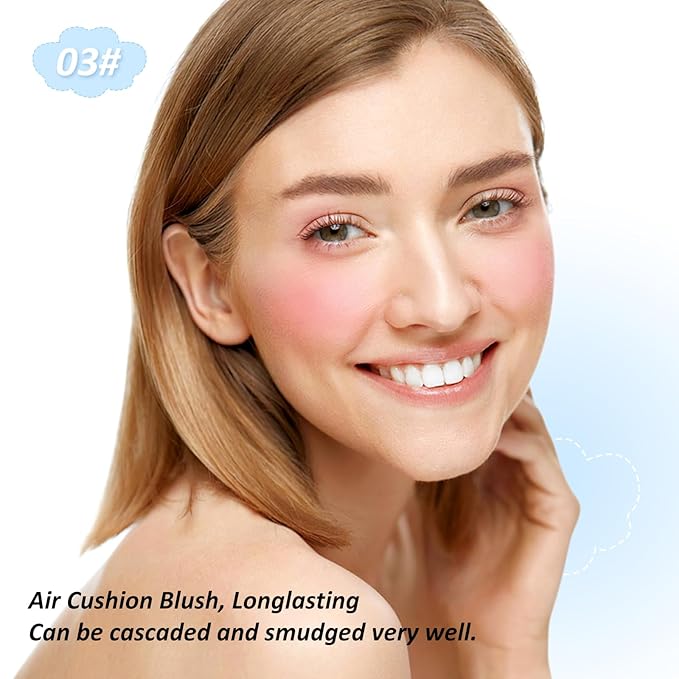 Boobeen Powder Blush for Cheeks, Air Cushion Matte