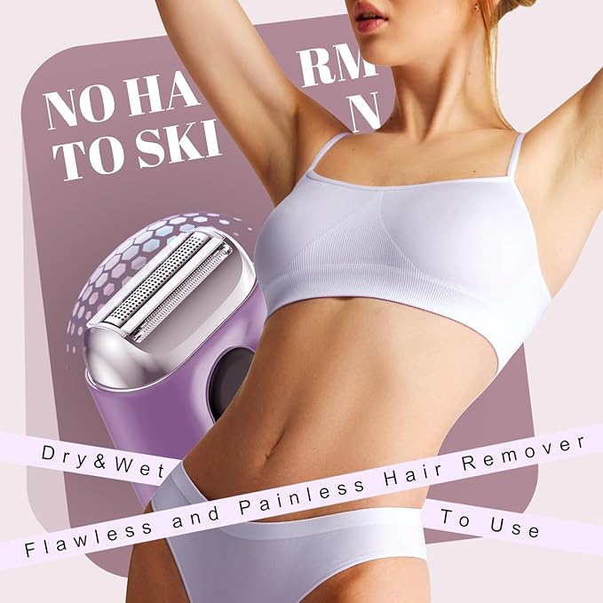 Cordless Electric Shaver for Women: Mini Electric Razors with LED Display - Rechargeable Bikini Trimmer - IPX7 Waterproof Wet Dry Face Razor for Body Pubic Leg