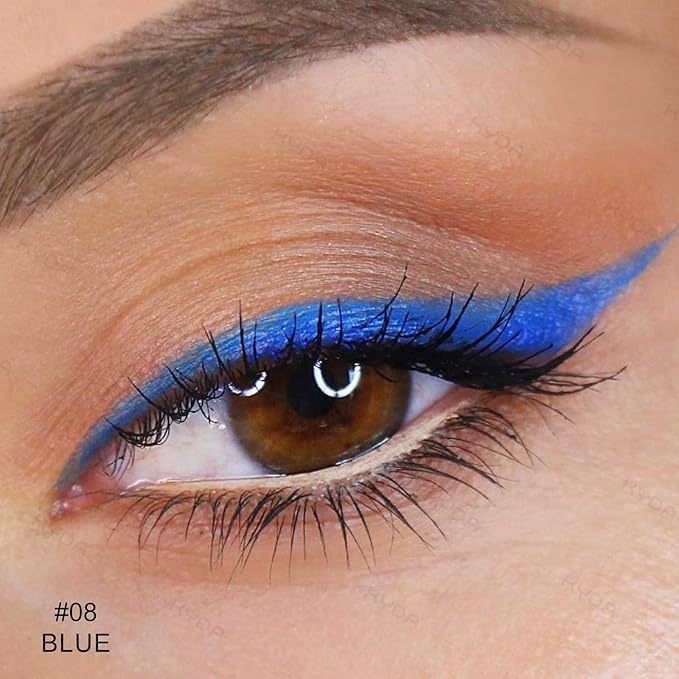 KYDA Blue Gel Eyeliner, Lasting Waterproof Cream Eyeliner, High Pigmented Smudge-proof Formula Brow& Liner Makeup, Waterline Matte Eye Liner with Brush, Natural Brow Pomade Set