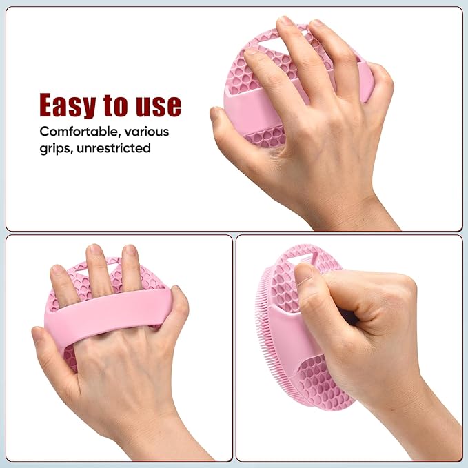 New Upgrade - Silicone Body Scrubber, Anti Zinc Infused - Heavy Nodes, Multifunctional Silicone Loofah for Humid Environment, Shower, Exfoliating, Lymphatic Drainage, Blood Circulation - Pink