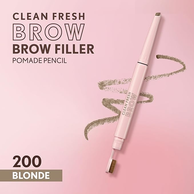 Covergirl Clean Fresh Brow Filler Pomade, 200 Blonde, Eyebrow Pencil, Ultra-Precise Tip, Creamy Formula, Highly Pigmented, Soft Matte Finish, Vegan Formula, 0.007oz