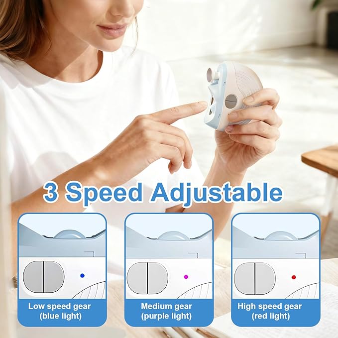 Electric Nail Clippers for Seniors,Smart Nail Clippers 2026 New 3 in 1 Electric Toenail Clipper with Polishing and LED Light, 3 Adjustable Speeds Smart Toenail Clipper for Adults,Baby (Blue)