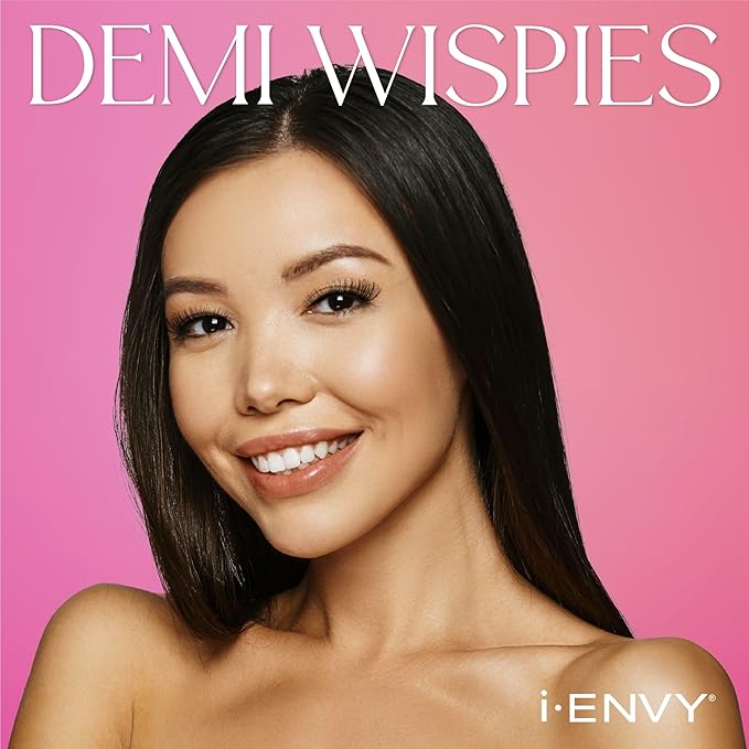 i-ENVY 15 Pairs Demi Wispies False Lashes (3 Pack), Premium Quality 100% Human Hair, Fluffy Feathered Eyelashes With Volume & Curl, Natural Look, Lightweight, Comfortable, Reusable for Everyday Wear