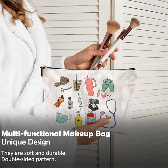 QGFM Nurse Makeup Bags - Cosmetic Bags With Zipper for Nursing Students