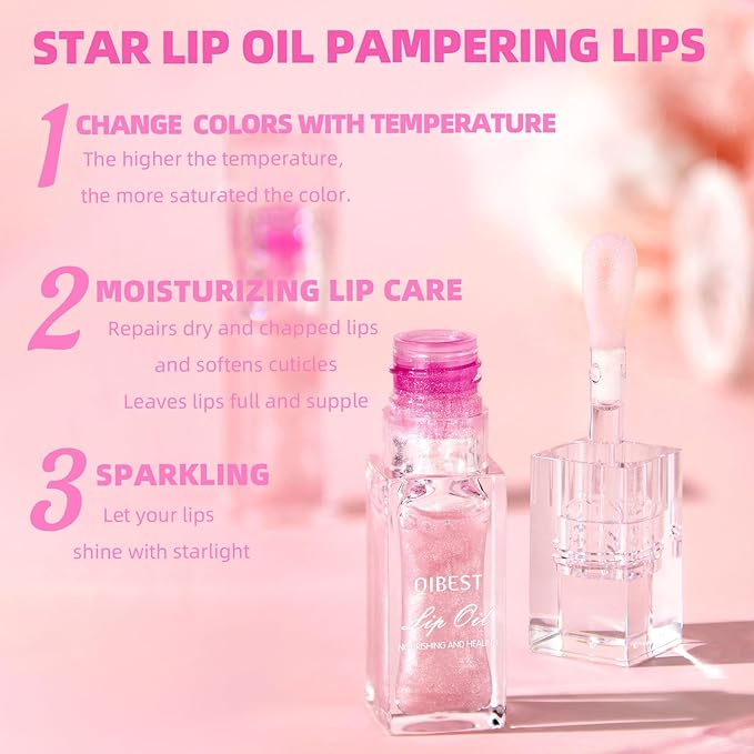 Jolilab 2PCS Magic Color Changing Lip Oil, Warm Magic