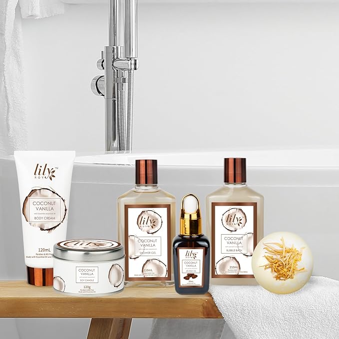 Valentines Day Gifts Bath and Body Gift Basket Set for Women - Coconut Vanilla Gift, Spa Gift Basket 17-Piece Bath Gift Set Self Care Gift for Mothers Day, Fathers Day, Birthday, Christmas Gifts