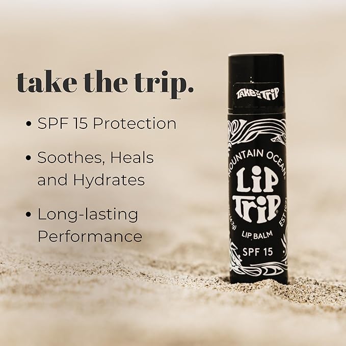 Mountain Ocean The Original Skin Trip SPF 15 Lip Balm, .17 Oz Tube (Pack of 12), Maximum Protection, Hydrating Lip Moisturizer, with Lanolin, Beeswax & Coconut Oil (New Look, Same Formula)