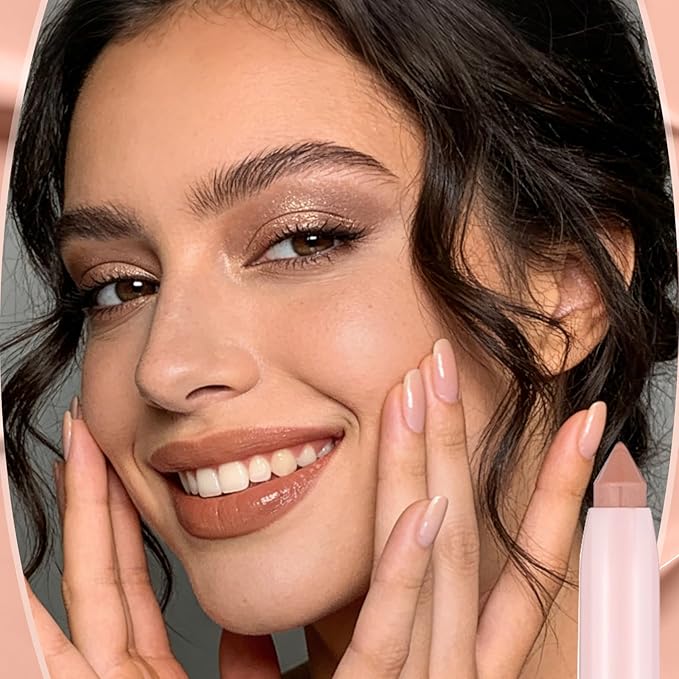 2in1 Cream Eye Shadow Brightener Sticks for Eyes, Neutral Highlighter High Pigmented Makeup with Blending Brush Built-in Sharpener, Long Lasting Eye Makeup sombras en crema para ojos #Clay