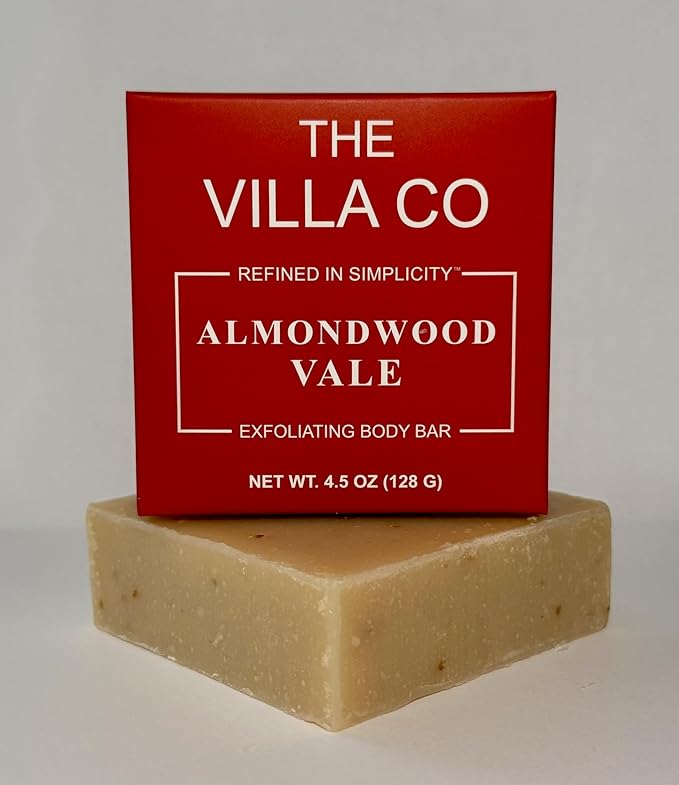 The Villa Co - Almondwood Vale | 4.5oz Exfoliating Body Bar for Women & Men | Artisan Made in USA | Natural Ingredients