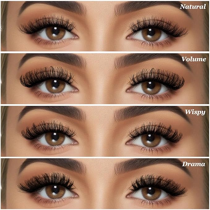 FARRED Lashes Wispy False Eyelashes 4 Styles Cat Eye Fake Lash Strips Natural Fluffy Clear Band Strip Eyelash Pack 20 Pair Mink Short Cateye Lashes Natural Looking Wispies Easy Eye Lash for Beginners