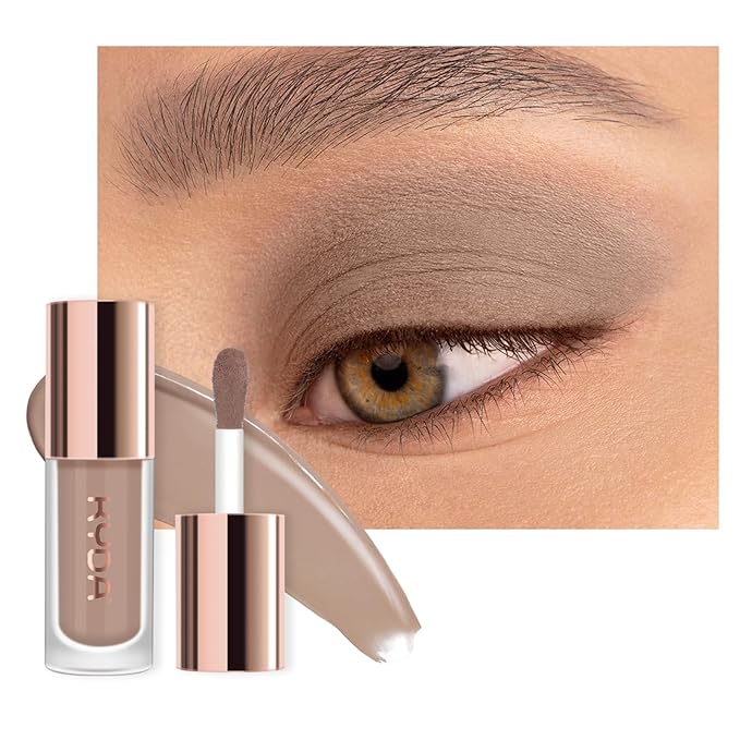 KYDA Liquid Matte Eyeshadow, Cool Grey Brown Eyeshadow, Long-wearing Crease-Resistant Velvet Eyes Tint, Smooth Cream-to-Powder Texture, Multiuse Eyes Makeup for Shadow & Cool Tone Contour