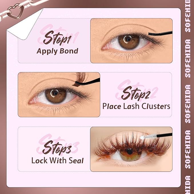 Brown Lash Clusters Dark Brown 80D Individual Cluster Lashes 10-18mm Volume Eyelash Extension Cluster Eyelash Extensions 3D Thick Lash Clusters Wispy Lashes Clusters(Brown 80D-10-18MIX)