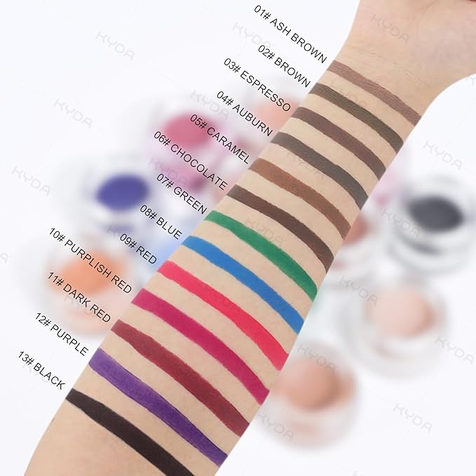 KYDA Blue Gel Eyeliner, Lasting Waterproof Cream Eyeliner, High Pigmented Smudge-proof Formula Brow& Liner Makeup, Waterline Matte Eye Liner with Brush, Natural Brow Pomade Set