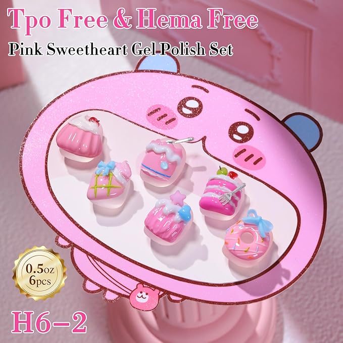 Double Rhythm 6 Pcs Hema Free Gel Polish Set 0.50 OZ Same Color Same Bottle Soak Off Neutral Natural Milky Gel Polish Kit Nail Art Manicure Salon DIY at Home (Peach Pink Rose-H6-2)
