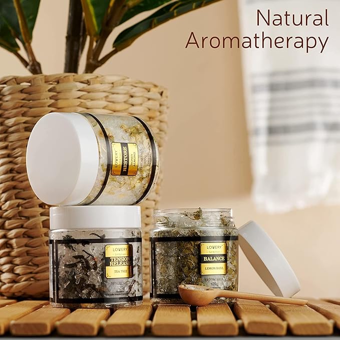Gifts for Women Who Have Everything, Epsom Bath Salts Gift Basket Set, Self Care Salt W/Essential Oil, Valentines Day Gifts for Her, Mom, Lavender, Eucalyptus, Lemon, Coconut, Tea Tree, Honey Almond