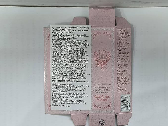Flower Knows Shell's Jewel Nourishing Lip Glaze,Hydrating Watermelon Pink Lip Gloss with Hyaluronic,Moisturizing Plumping Oil,Non-Sticky,0.16 Fl.Oz(P02 Stellar Nacre)