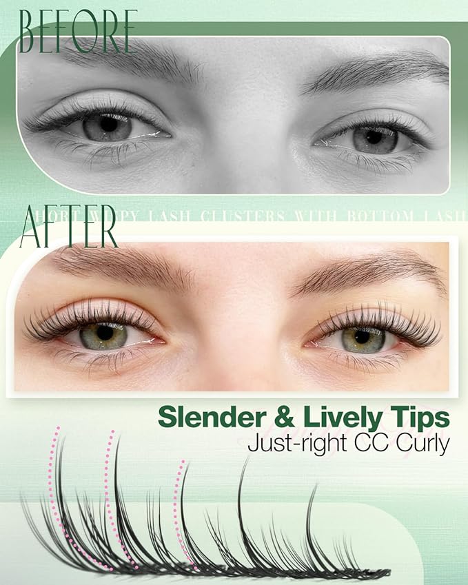 Natural Lash Clusters Kit Short Lash Extension Kit Wispy Eyelash Clusters 8-10-12MM Cluster Eyelash Extensions Manga Cluster Lashes Fairy Individual Lashes DIY CC Curly Eyelash Extension by Lvmixwig