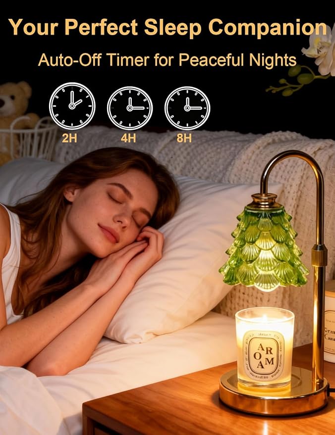 Candle Warmer, Flameless Green Candle Warmer Lamp with Timer, Adjustable lamp Candle Warmer for Jar Candles, Small Candle Warming Lamp, Cute Candle Light Warmer Candle Melter Lamp