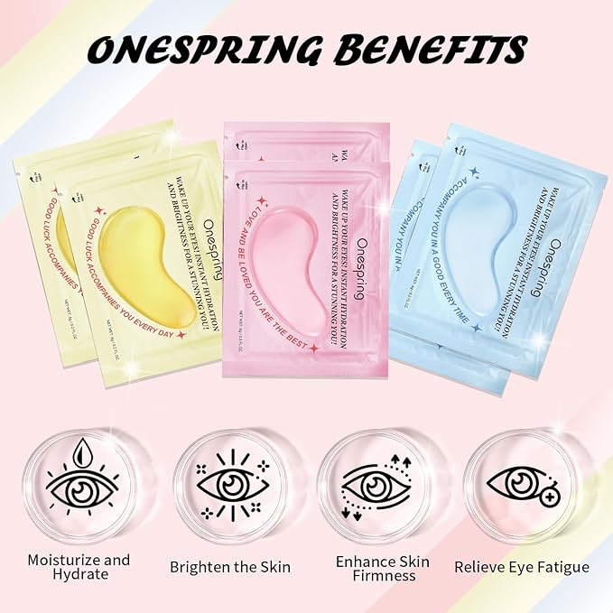 Onespring Eye Masks (24 Pairs) - Gifts for Her - Caffeine, 24K Gold and Retinol Under Eye Patches for Puffy Eyes, Dark Circles & Fine Lines, Bachelorette Party Favors, Birthday, Valentine's Day Gift