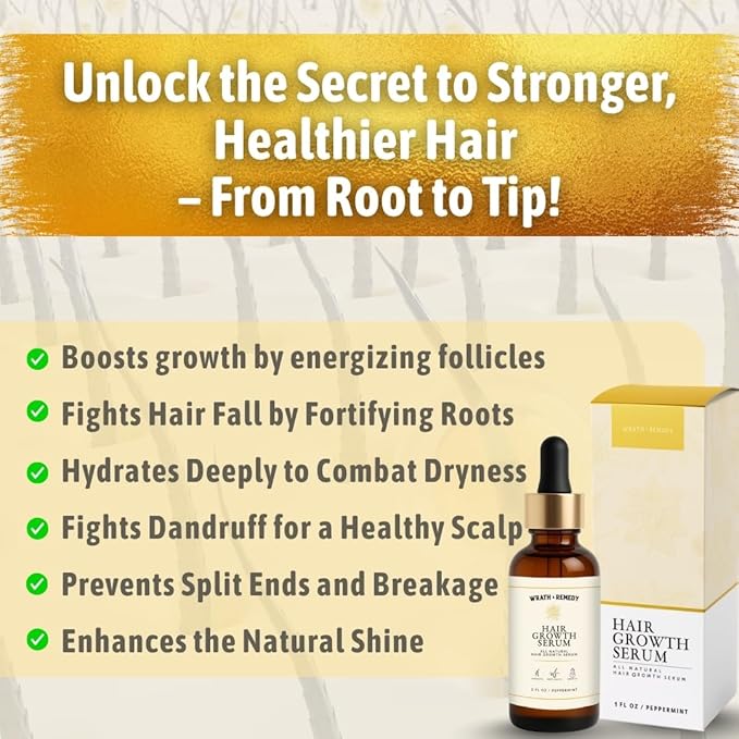 Hair Growth Serum Women & Men — USDA Organic Tricho10™ Natural Scalp Serum with 10 Botanical Oils for Reduced Shedding, Improved Hair Density & Visible Hair Growth in 90 Days — All Hair Types (30 ml)