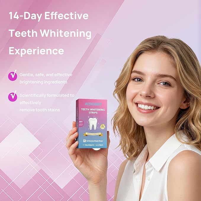 Teeth Whitening Strips 7-Day Treatment (14 Strips) - Enamel Safety Whitening Strips Gently and Effectively Remove Tooth Stains, Transparent Strips for Teeth Whitening,Restoring Confident Smile