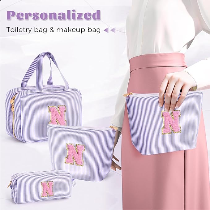 Fystdtote Travel Toiletry Bag Cosmetic Bag Skin Care Bag Cute Makeup Bag Sister Wife Friend Engagement Wedding Gifts for Women Tween Girls Trendy Stuff Thank You Gift - Lavender,N