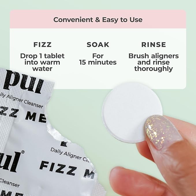 PUL Retainer Cleaner Tablets - Aligner Cleaner for Invisalign and Clear Aligners, Daily Retainer Cleaning Tablets and Denture Cleaner Tablets - Removes Odor, Stains and Plaque - 96 Day Supply
