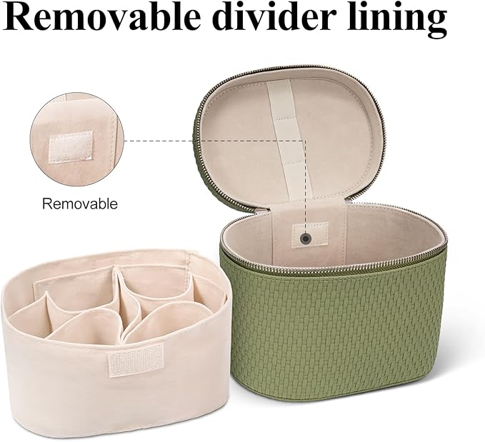 honitty Makeup Bag, Travel Make up Case with Compartments and Handle, Portable Cosmetic Organizer Bags,Toiletry Bag for Women