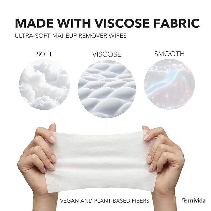mivida Hypoallergenic Makeup Remover Wipes Bulk with Vitamin E, 250 count (10×25) Value box, Alcohol Free, Fragrance Free Makeup Wipes for Sensitive Skin, Travel Size Plant Based Facial Towelettes