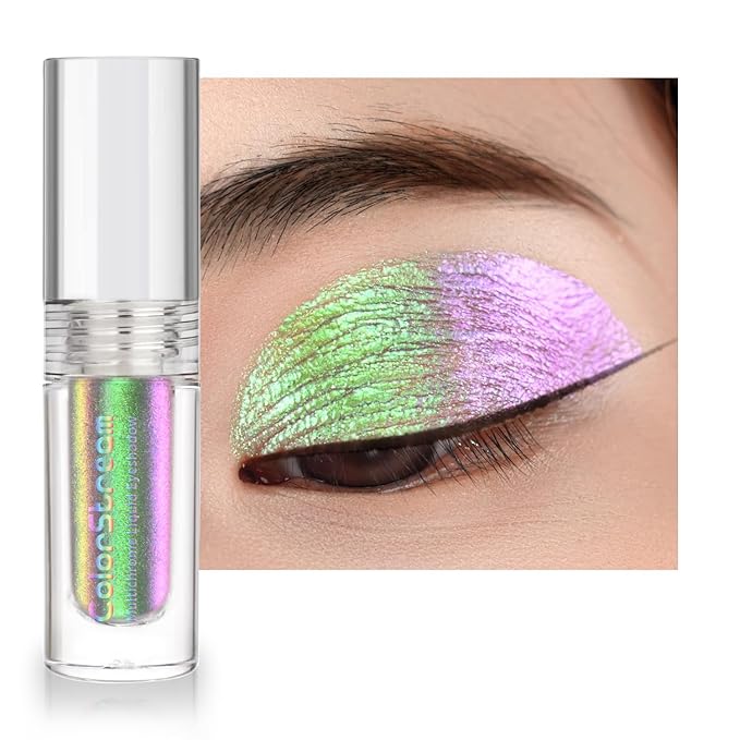 CHARMACY Liquid Duochrome Eyeshadow, Metallic Eye Looks, Long Lasting Glitter Eye Shadow Sets Metallic Pigments, Quick Drying, Sparkling Shiny Eye Makeup for Beginners, 1.6g (#01)