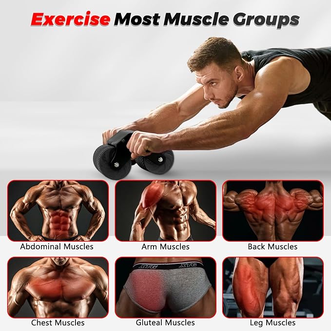 Automatic Rebound Abdominal Wheel Workout,2 Wheels