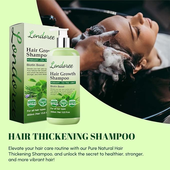 Rosemary Shampoo for Hair Growth, Thickening & Regrowth Formula for Men & Women, Rosemary Mint Strengthening Shampoo with Tea Tree Oil & Biotin for Scalp Therapy & Hair Fall Control 13.5 fl.oz (400ml)