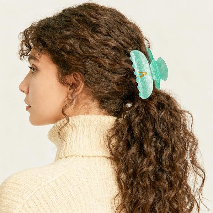 Christmas Gifts for Women Teen Girls - Stocking Stuffers Cute Hair Clips Initial Claw | Birthday Gifts | Bridesmaid Gifts | Preppy Trendy Stuff Personalized Hair Claws Accessories - Green,A