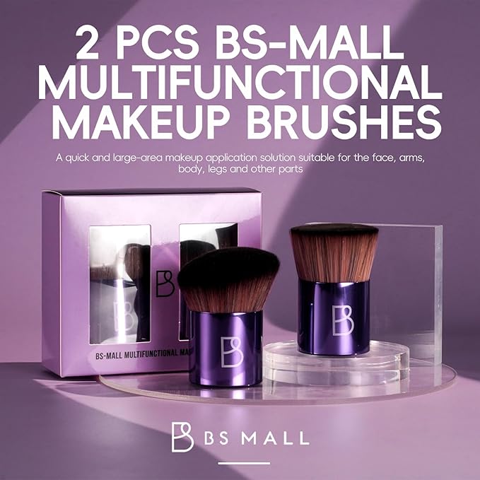 BS-MALL Makeup Brush Set 2 Pcs - Body Kabuki Brush & Self Tanning Brush For Flawless Foundation Application - Professional, Travel-friendly & Multi-purpose Makeup Brushes Daily Use