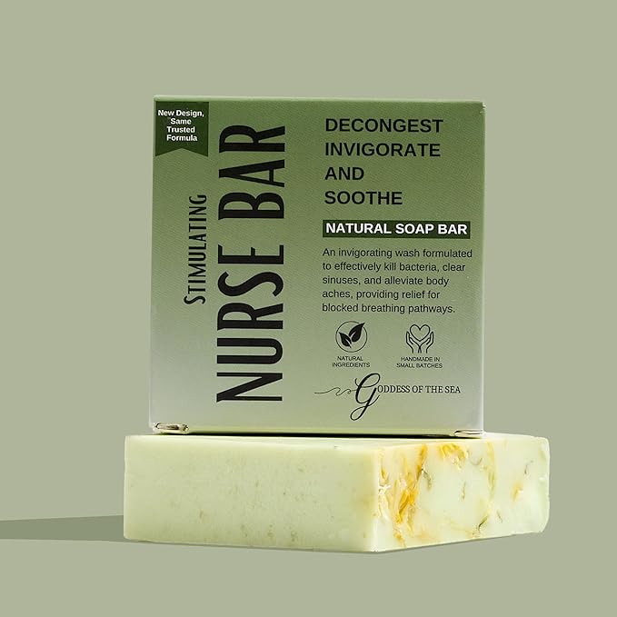 Nurse Bar – Herbal Soap for Sinus, Cold, Flu & Allergy Comfort | Eucalyptus, Peppermint & Moringa | Natural, Soothing, Handcrafted Body Bar